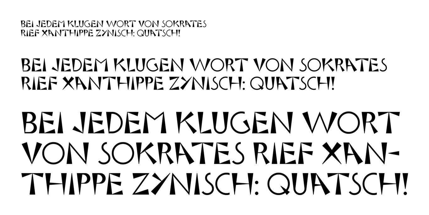 Erste Satzprobe in unterschiedlichen Schriftgrößen