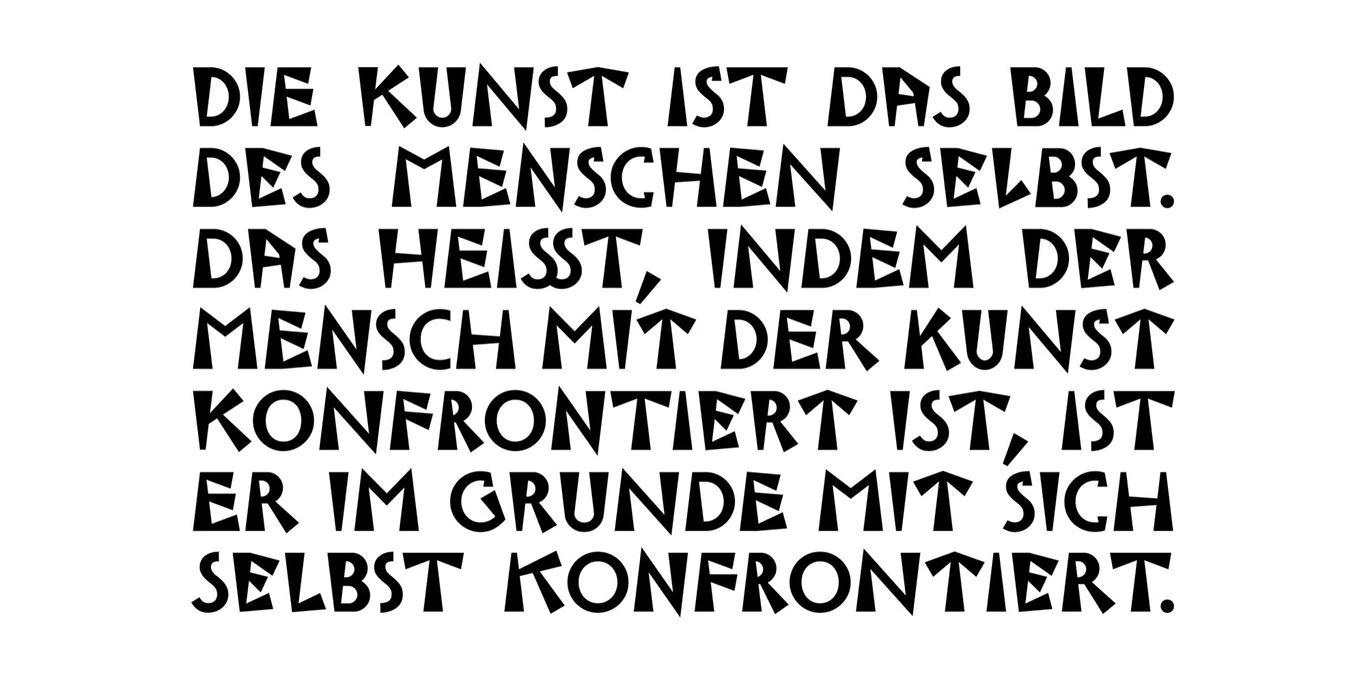 Schriftprobe: ein Zitat als geschlossene typografische Fläche