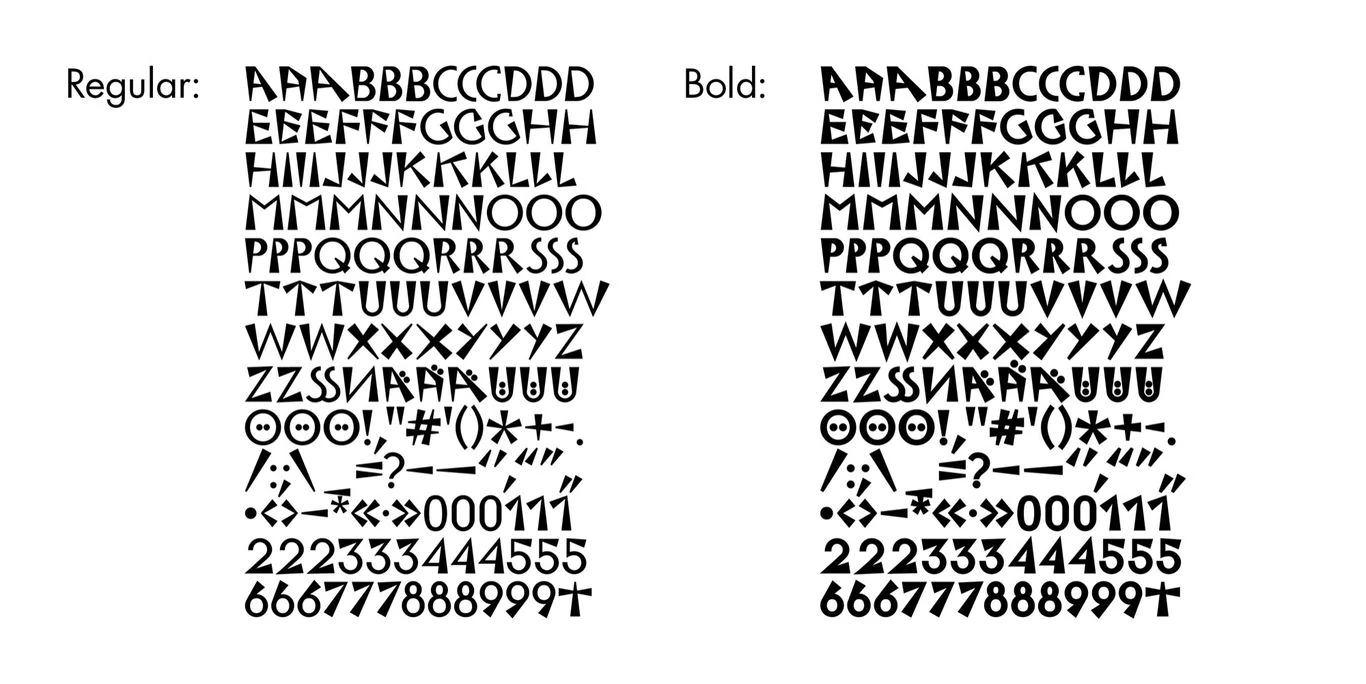 Zeichensatz in den Schnitten Regular und Bold