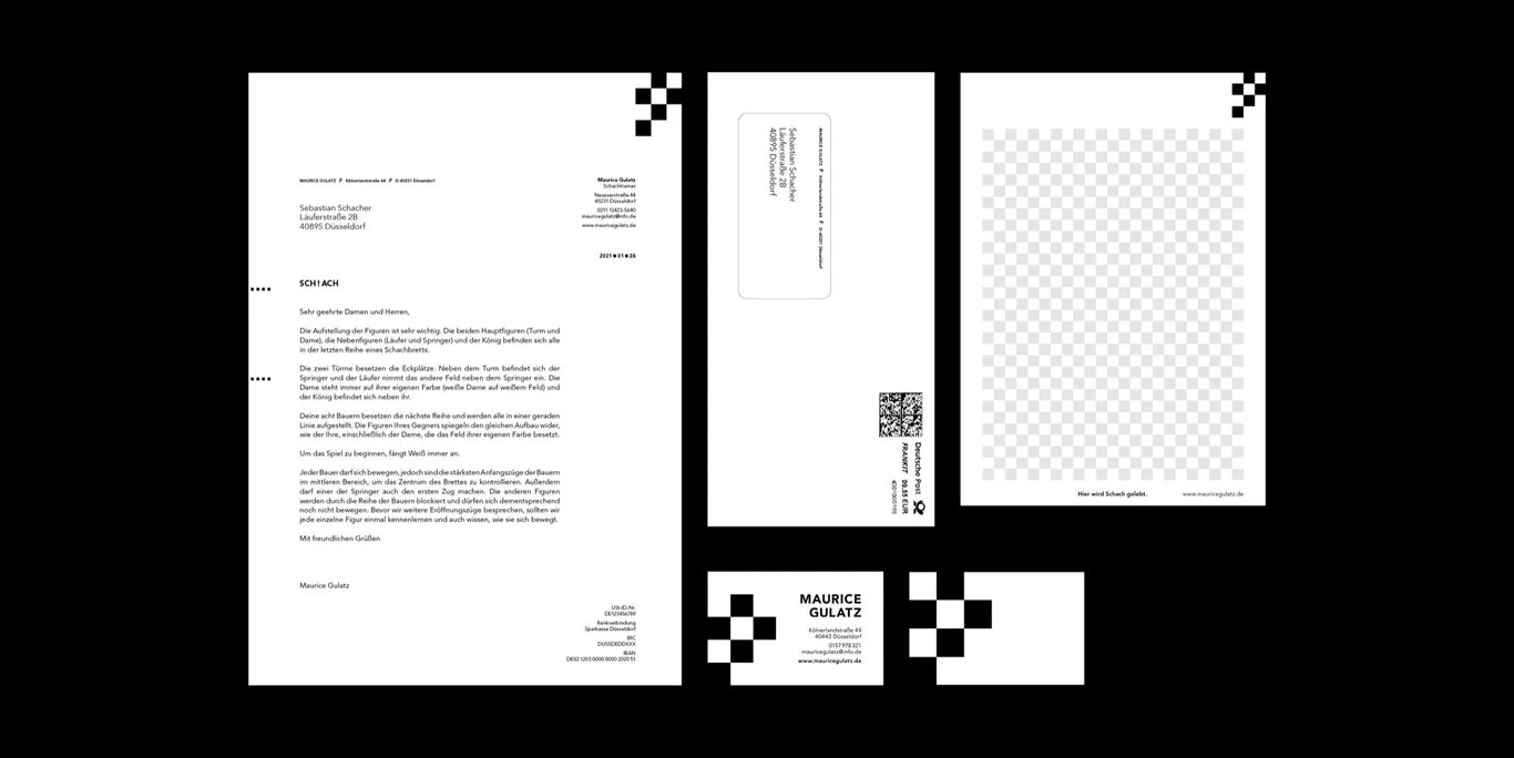 Briefpapier, Umschlag und Visitenkarten