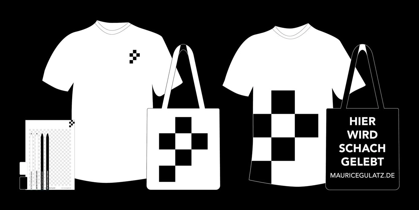 Schachmotiv auf T-Shirts und Werbemitteln